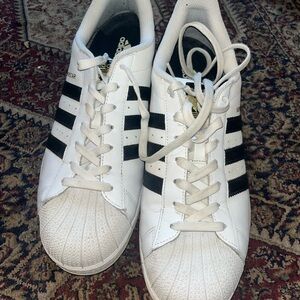 Adidas Men's White and Black Superstar Sneakers